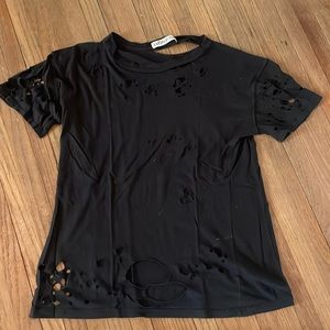 Jonathan Saint black short sleeve with holes size small